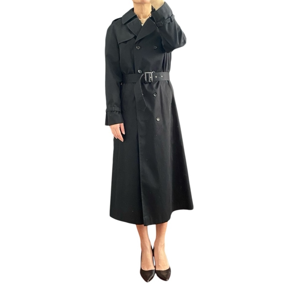 Dannimac Vintage Black Minimalist Trench Coat Size XS
